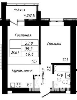 2-к квартира, строящийся дом, 40м2, 2/10 этаж