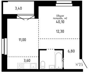 2-к квартира, строящийся дом, 40м2, 2/16 этаж