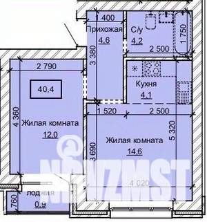 2-к квартира, строящийся дом, 40м2, 1/10 этаж