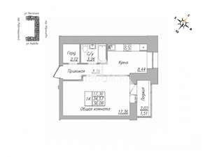 1-к квартира, вторичка, 35м2, 2/17 этаж