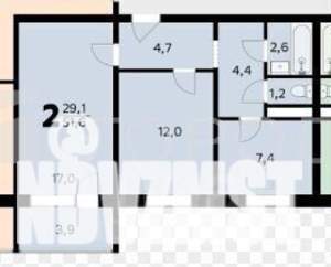 2-к квартира, вторичка, 51м2, 1/10 этаж