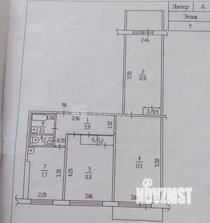 3-к квартира, вторичка, 61м2, 7/9 этаж