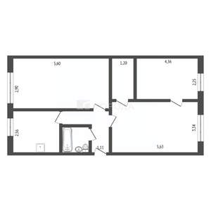 3-к квартира, вторичка, 61м2, 1/5 этаж