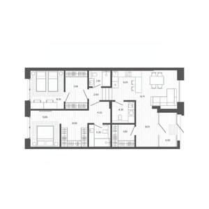 3-к квартира, строящийся дом, 90м2, 1/9 этаж