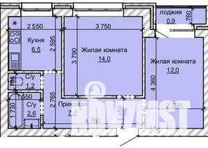 2-к квартира, строящийся дом, 45м2, 10/10 этаж