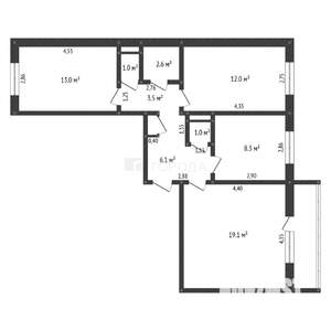 3-к квартира, вторичка, 69м2, 8/12 этаж