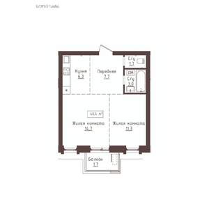 2-к квартира, вторичка, 46м2, 6/23 этаж