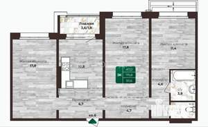 3-к квартира, вторичка, 82м2, 5/16 этаж