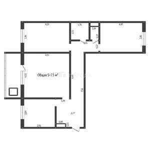 3-к квартира, вторичка, 73м2, 9/10 этаж