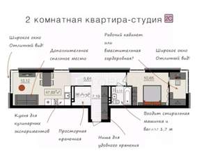 2-к квартира, вторичка, 44м2, 14/18 этаж