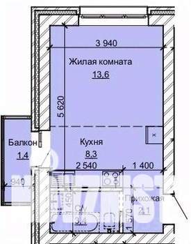 1-к квартира, строящийся дом, 29м2, 6/10 этаж