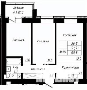 3-к квартира, вторичка, 54м2, 5/10 этаж