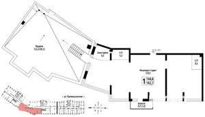 1-к квартира, строящийся дом, 182м2, 21/23 этаж