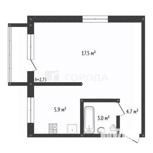 1-к квартира, вторичка, 32м2, 3/5 этаж