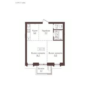 2-к квартира, вторичка, 46м2, 9/23 этаж