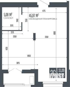 2-к квартира, строящийся дом, 51м2, 2/15 этаж