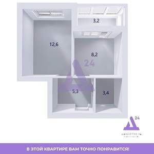 1-к квартира, вторичка, 31м2, 5/12 этаж