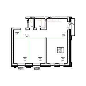3-к квартира, строящийся дом, 94м2, 6/7 этаж