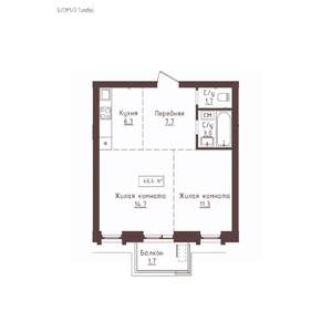 2-к квартира, вторичка, 46м2, 7/23 этаж