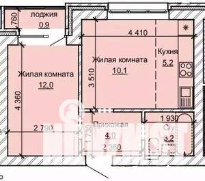 2-к квартира, строящийся дом, 35м2, 9/10 этаж
