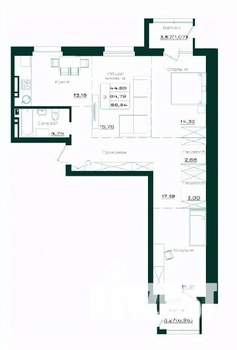 3-к квартира, строящийся дом, 87м2, 6/21 этаж