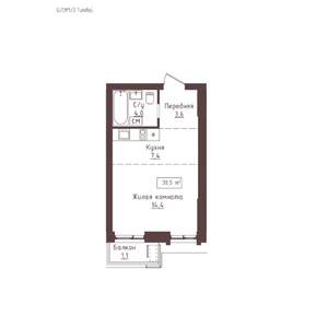 1-к квартира, строящийся дом, 31м2, 8/23 этаж