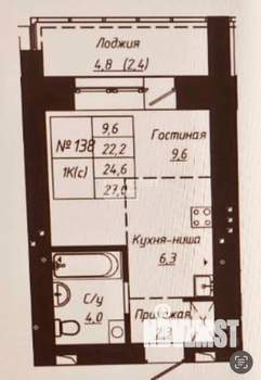 Студия квартира, вторичка, 25м2, 1/17 этаж