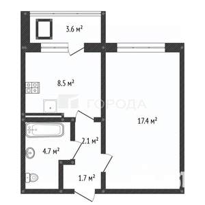 1-к квартира, вторичка, 34м2, 10/12 этаж