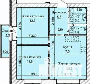 3-к квартира, строящийся дом, 53м2, 10/16 этаж