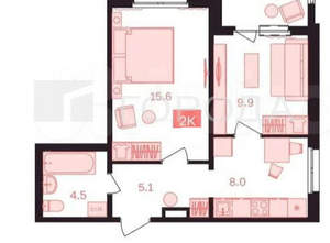 2-к квартира, вторичка, 43м2, 4/10 этаж