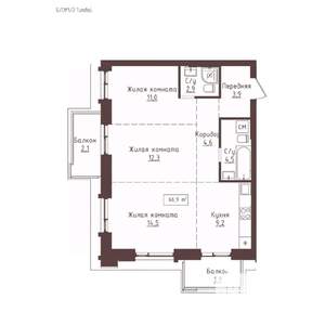 3-к квартира, вторичка, 67м2, 10/23 этаж