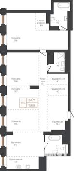 4-к квартира, строящийся дом, 158м2, 27/27 этаж