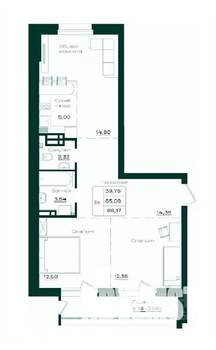 3-к квартира, строящийся дом, 70м2, 2/18 этаж