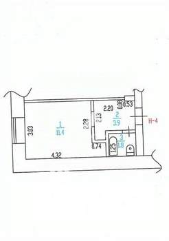Студия квартира, вторичка, 17м2, -1/4 этаж