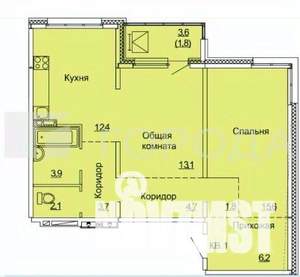 2-к квартира, вторичка, 64м2, 6/16 этаж