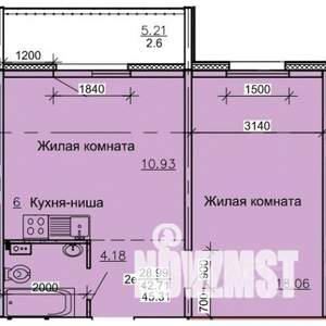 Студия квартира, строящийся дом, 45м2, 1/10 этаж
