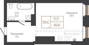 1-к квартира, вторичка, 36м2, 20/27 этаж