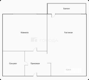 2-к квартира, вторичка, 43м2, 1/5 этаж