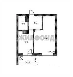 1-к квартира, вторичка, 37м2, 6/13 этаж