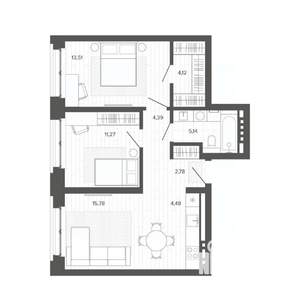 3-к квартира, вторичка, 61м2, 2/9 этаж