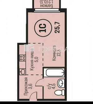 Студия квартира, вторичка, 27м2, 3/15 этаж