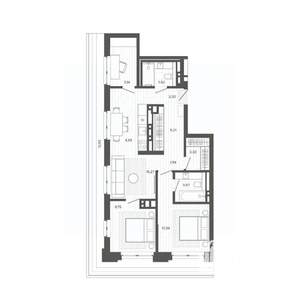 2-к квартира, вторичка, 83м2, 8/9 этаж