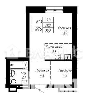 Студия квартира, вторичка, 29м2, 1/17 этаж