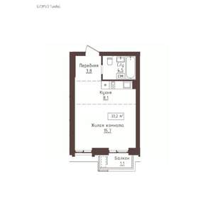 1-к квартира, строящийся дом, 33м2, 10/23 этаж