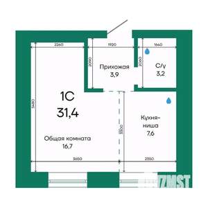 1-к квартира, строящийся дом, 31м2, 1/10 этаж