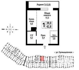 1-к квартира, вторичка, 42м2, 10/23 этаж