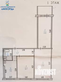 3-к квартира, вторичка, 58м2, 1/9 этаж