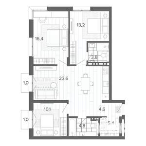 4-к квартира, строящийся дом, 84м2, 5/9 этаж