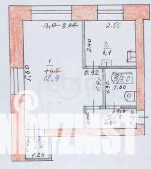 1-к квартира, вторичка, 32м2, 1/4 этаж