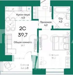 2-к квартира, вторичка, 40м2, 4/10 этаж